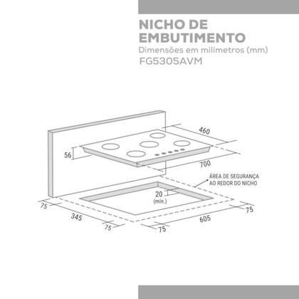 Imagem de Cooktop Vidro Vermelho 5 Queimadores Fg5305avm Bivolt