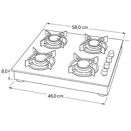 Imagem de Cooktop win flat 4 bocas de sobrepor acend. manual vd preto