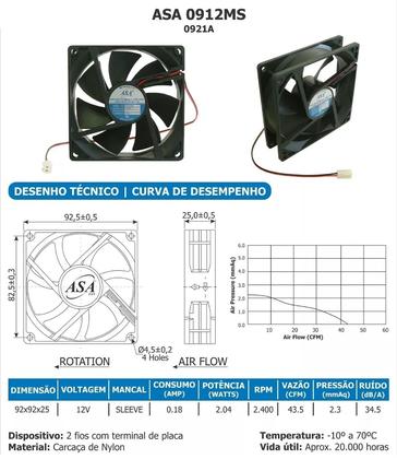 Imagem de Cooler 12V com 2 Fios  Alta Performance e Baixo Ruído p/ Refrigeração de Sistemas