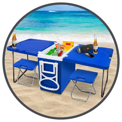 Imagem de Cooler Caixa Térmica Multifuncional 32L com Mesinha e Banqueta