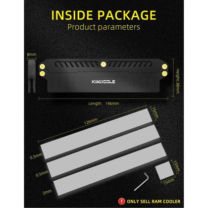 Imagem de Cooler De Memória Kimdoole Em Liga De Alumínio DDR4 DDR5 Para PC Gaming Overclock