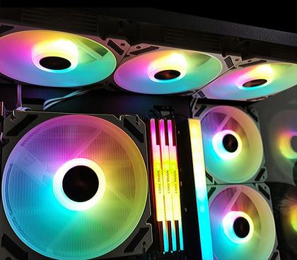 Imagem de Cooler Fan Branco Pwm 4pin 1700rpm Argb 3pin 66cfm Coolmoon