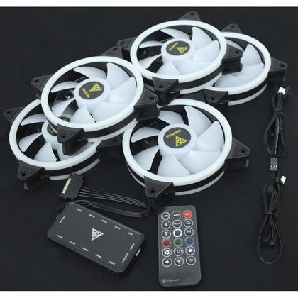 Imagem de Cooler Fan Gamdias Aeolus ARGB 120mm Kit 5 Fans Com Controladora Controle Remoto M2-1205R