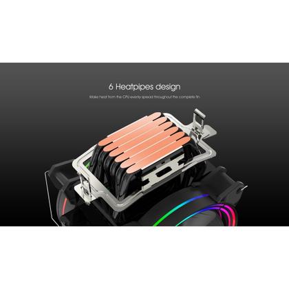 Cooler Fan RGB Gamer LED Radiador 6 Tubos Gmrgb Refrigerador De Ar CPU ...