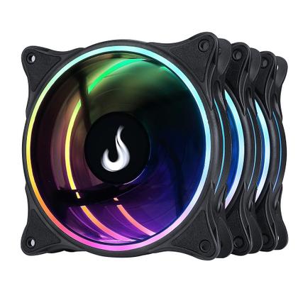 Imagem de Cooler Fan Rise Mode Laser, 3 Unidades, 120mm, ARGB, Preto - RM-RGB-05-5V