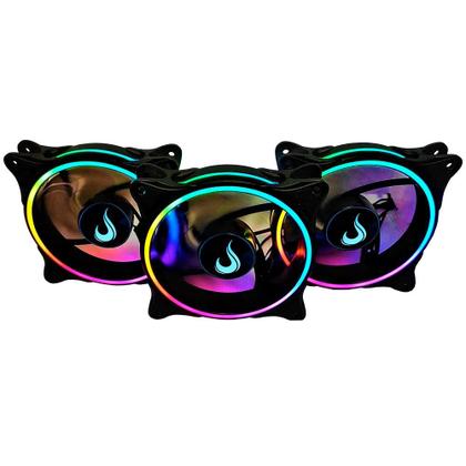 Imagem de Cooler Fan Rise Mode Laser, 3 Unidades, 120mm, ARGB, Preto - RM-RGB-05-5V