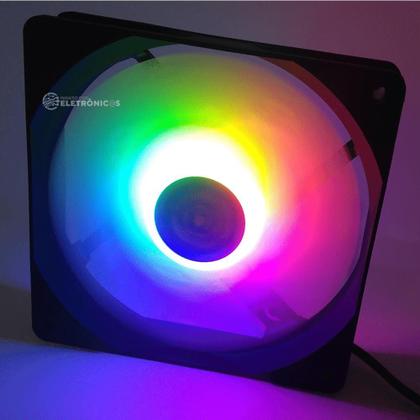 Imagem de Cooler LEDS Coloridos RGB Gabinete Ou Cpu 1500 Rpm Silencioso 120mm Alta Ventilação KPVR314