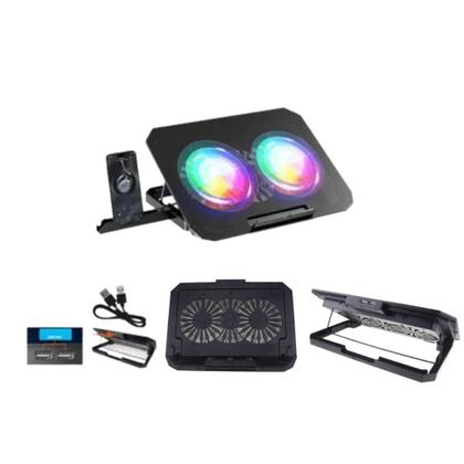 Imagem de Cooler Notebook Suporte Mesa Base Vertical Fan's Silencios Com Suporte Celular