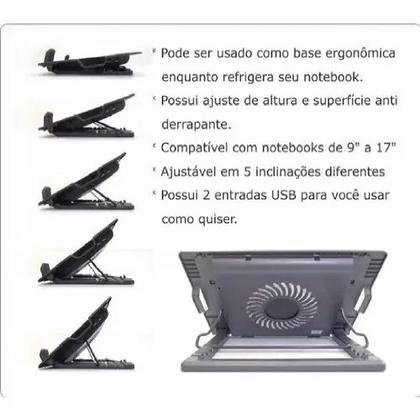 Imagem de Cooler Notebook Suporte Mesa Base Vertical Na Cor Preta  AC166