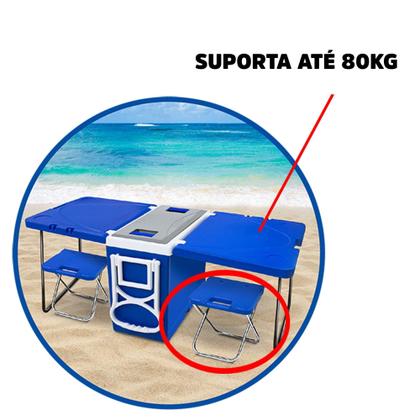 Imagem de Cooler térmico 5 em 1 - 32l caixa banco azul rodinhas alça isopor praia  cerveja - PRAIA ACAMPAMENTO