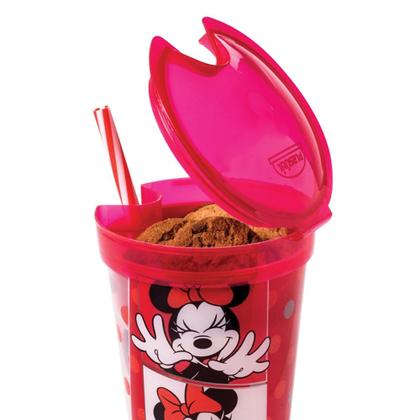 Imagem de Copo 2 em 1 Disney Minnie 540 Ml Com Tampa Com Compartimento