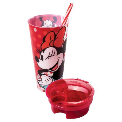 Imagem de Copo 2 em 1 Disney Minnie 540 Ml Com Tampa Com Compartimento
