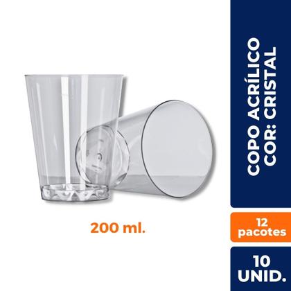 Imagem de Copo 200ml De Acrílico Cor Cristal C/ 120 UN. - STRAWPLAST