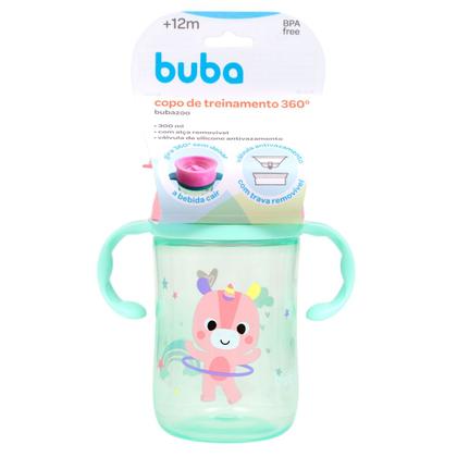 Imagem de Copo 360 Graus Buba Antivazamento Não deixa a Bebida Cair com Alça Removível 300 ml Bubazoo