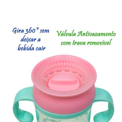 Imagem de Copo 360 Graus Buba Antivazamento Não deixa a Bebida Cair com Alça Removível 300 ml Bubazoo