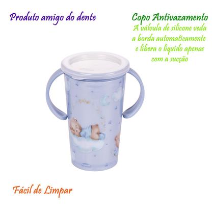 Imagem de Copo 360º Infantil Antivazamento com tampa e alça 280 ml com Desenhos Plasútil