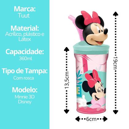 Imagem de Copo 3D Infantil Com Canudo Minnie Mouse Disney 360ml - Tuut