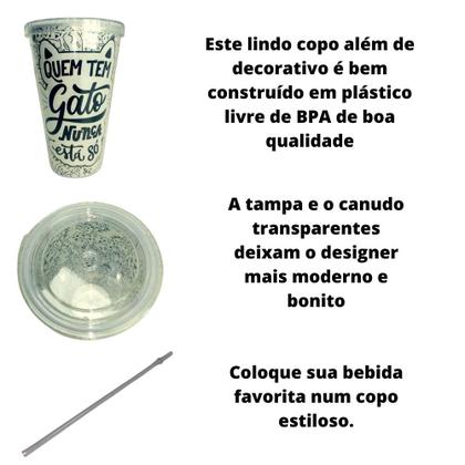 Imagem de Copo 500ml C/ Tampa E Canudo Acrílico Estampas Cores Cristal