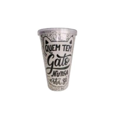 Imagem de Copo 500ml C/ Tampa E Canudo Acrílico Estampas Cores Cristal