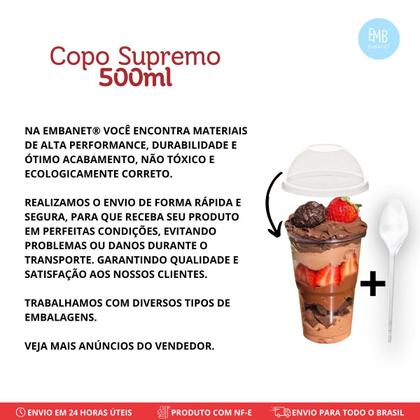 Imagem de Copo 500ml Com Tampa Bolha e Colher Ideal Para Delivery - 120und