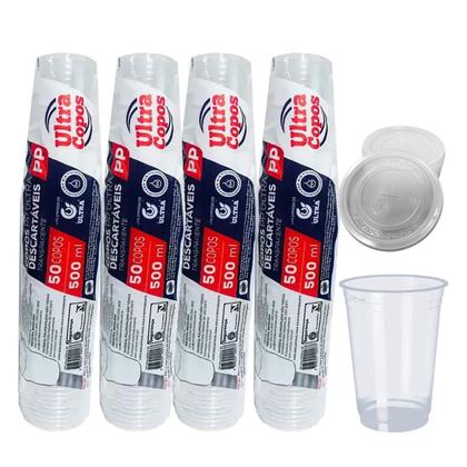 Imagem de Copo 500Ml Descartavel C/Tampa Pp Liso 200 Unid Chopp Suco