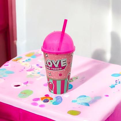 Imagem de Copo 550ml com Estampa de Princesa Tampa Sorvete e Canudo Ideal para Festas