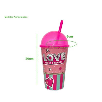 Imagem de Copo 550ml com Estampa de Princesa Tampa Sorvete e Canudo Ideal para Festas