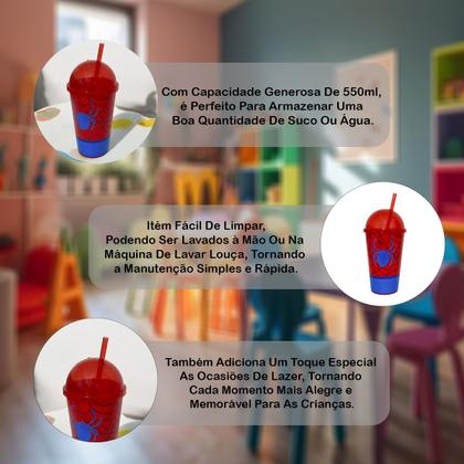 Imagem de Copo 550ml com Estampa de Princesa Tampa Sorvete e Canudo Ideal para Festas