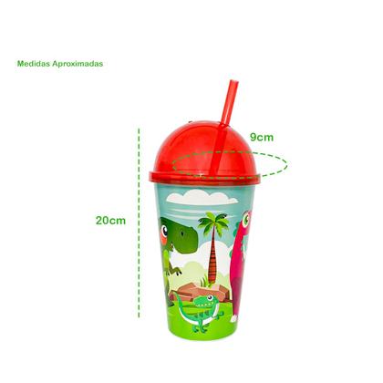 Imagem de Copo 550ml com Estampa de Princesa Tampa Sorvete e Canudo Ideal para Festas