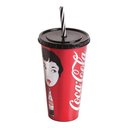 Imagem de Copo 700 ML Estampa Coleção Coca-Cola Com Tampa e Canudo