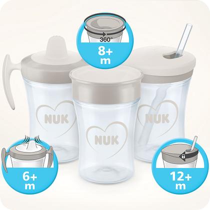 Imagem de Copo action nuk evolution com canudo amarelo 230ml com tampa e canudo 12+meses