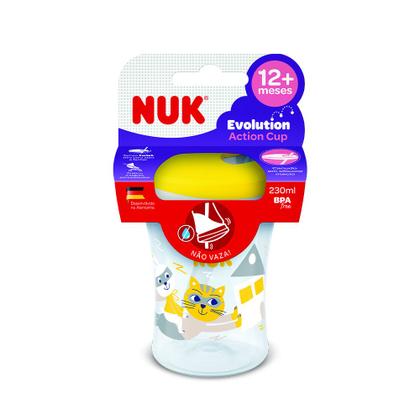 Imagem de Copo action nuk evolution com canudo amarelo 230ml com tampa e canudo 12+meses