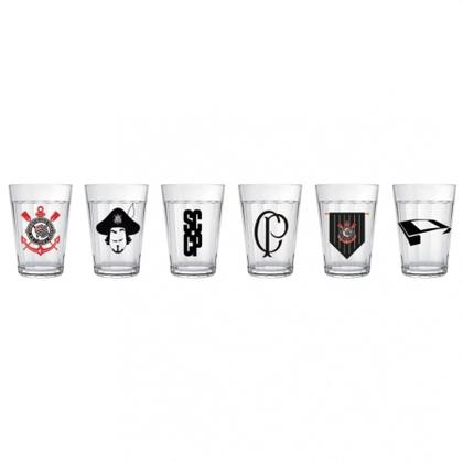 Imagem de Copo Americano Conjunto Kit 6 Times de Futebol Licenciado 190ML