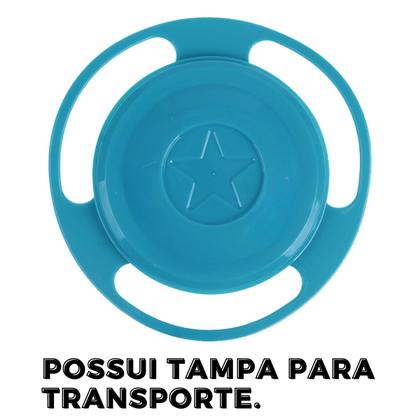 Imagem de Copo Antivazamento + Prato Infantil Não Derruba Comida 360 Giro Giratório Treinamento Transição Rosa e Azul Bebe Baby