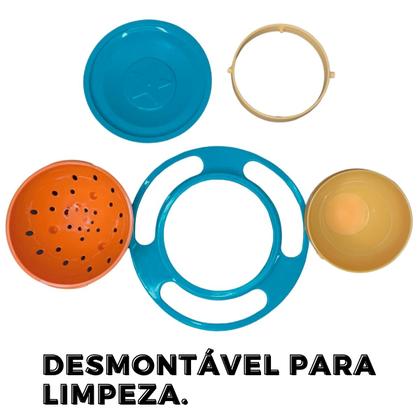 Imagem de Copo Antivazamento + Prato Infantil Não Derruba Comida 360 Giro Giratório Treinamento Transição Rosa e Azul Bebe Baby