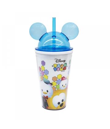 Imagem de Copo Azul Com Canudo E Orelhas Mickey e Minnie Tsum Tsum 450ml Disney