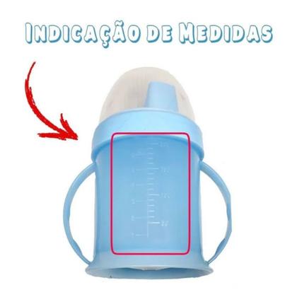 Imagem de Copo baby de plástico kids colors com tampa alça e bico chuquinha graduado 250ml