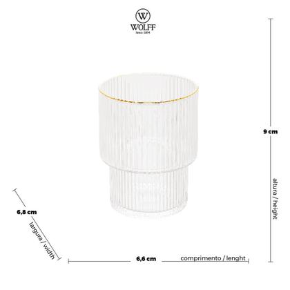 Imagem de Copo Baixo 2pç Cristal 200ml c/ Borda Dourada Lines - Wolff