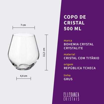 Imagem de Copo Baixo De Cristal Bohemia Para Whisky 500 ml Grus 2 Peças