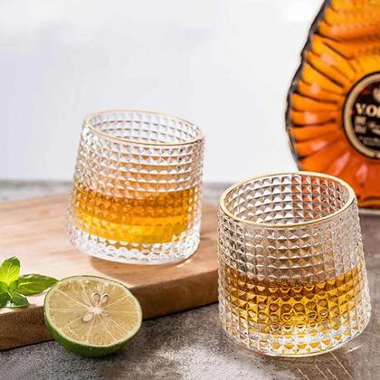 Imagem de Copo Baixo para Whisky Hive Vidro com Borda Dourada 180ml Lhermitage
