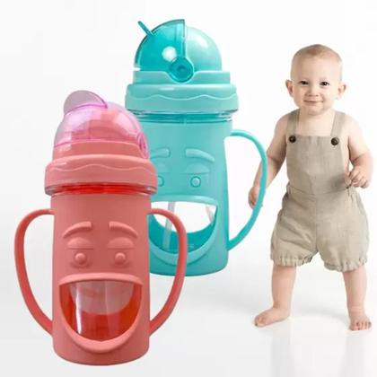 Imagem de Copo Bebe Infantil com Canudo de Silicone e Alça não vaza - Hug Box