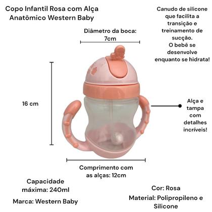 Imagem de Copo Bebê Transição e Treinamento Rosa Alça Anatômico 240ml