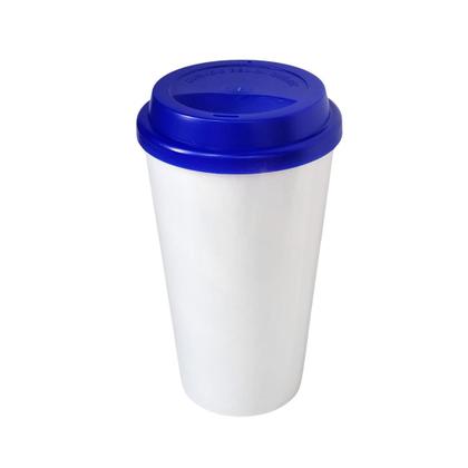 Imagem de Copo Buck 500ml Branco com Tampa Azul Escuro