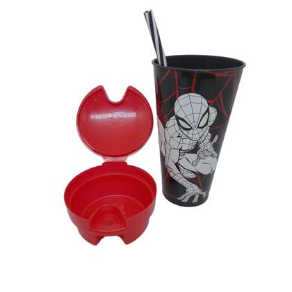 Imagem de Copo c/ compartimento e canudo coleçâo marvel homem aranha 540 ml.