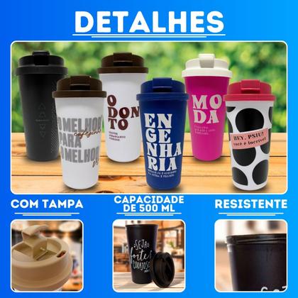 Imagem de Copo Café C/ Tampa Bucks 500ml Estampado Frases Profissões