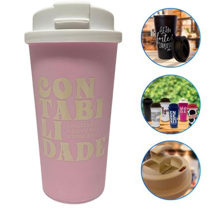 Imagem de Copo Café C/ Tampa Bucks 500ml Estampado Frases Profissões