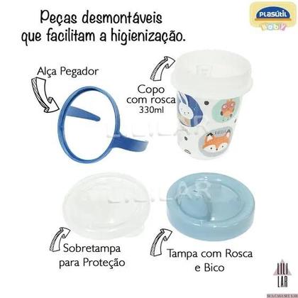 Imagem de Copo Caneca de Treinamento Infantil 330ml Com Tampa e Alça Removível Plasútil