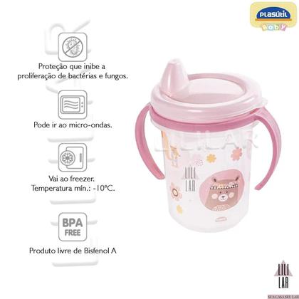 Imagem de Copo Caneca de Treinamento Infantil 330ml Com Tampa e Alça Removível Plasútil