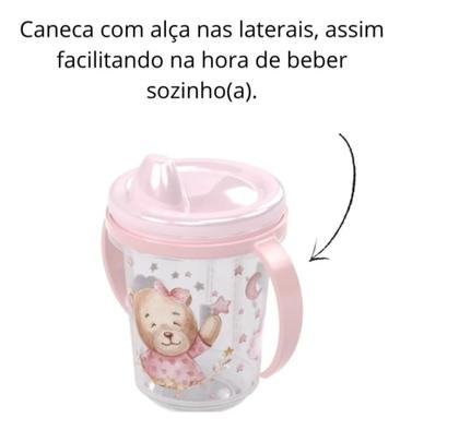 Imagem de Copo Caneca Infantil de plástico com alça e tampa protetora 330ml Plasútil
