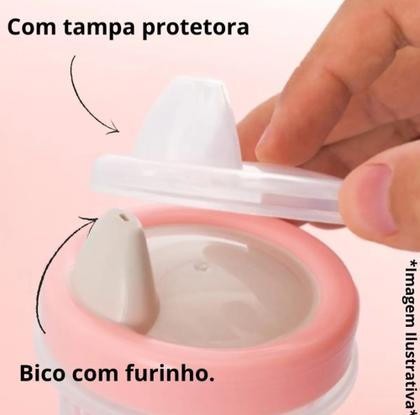 Imagem de Copo Caneca Infantil de plástico com alça e tampa protetora 330ml Plasútil